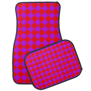 Red Purple Checker Diamond Pattern Car Floor Mat