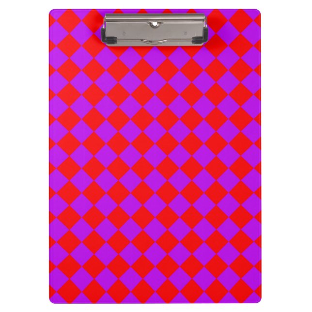 Red Purple Checker Diamond Pattern  Clipboard (Front)