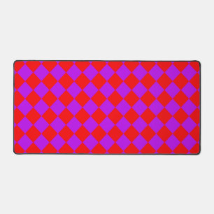 Red Purple Checker Diamond Pattern Desk Mat