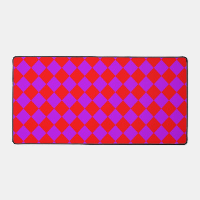Red Purple Checker Diamond Pattern  Desk Mat (Front)
