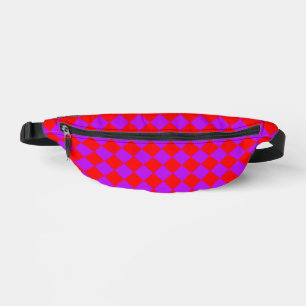 Red Purple Checker Diamond Pattern Fanny Pack