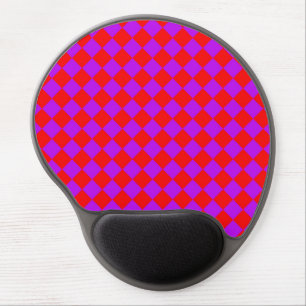 Red Purple Checker Diamond Pattern Gel Mouse Pad