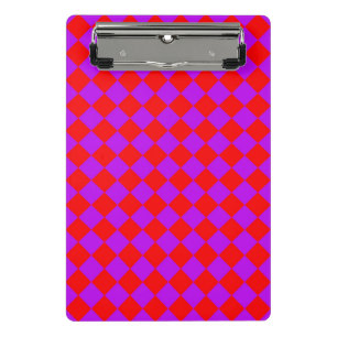 Red Purple Checker Diamond Pattern Mini Clipboard