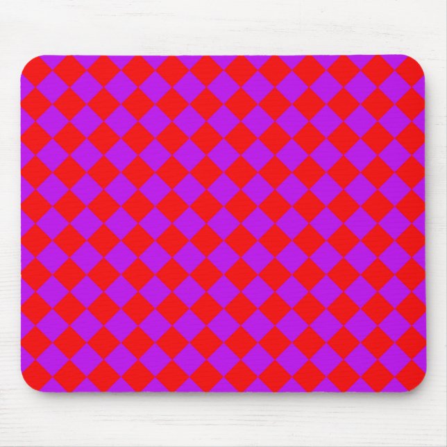 Red Purple Checker Diamond Pattern  Mouse Pad (Front)