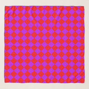 Red Purple Checker Diamond Pattern Scarf