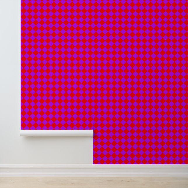 Red Purple Checker Diamond Pattern Wallpaper (Application)