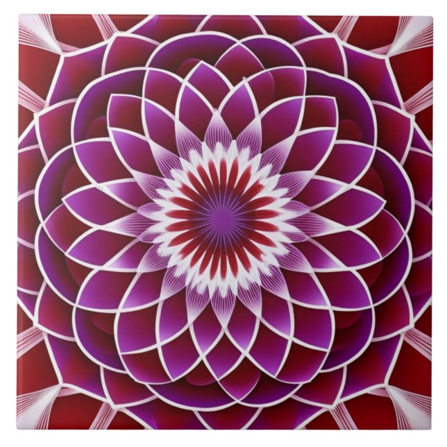 Red Purple Dahlia Ceramic Tile (Front)