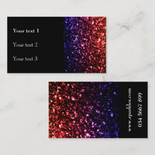 Red purple faux shiny glitter sparkles and black business card