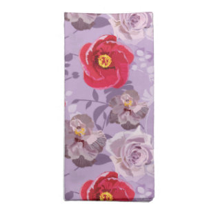 Red, purple Floral Napkin