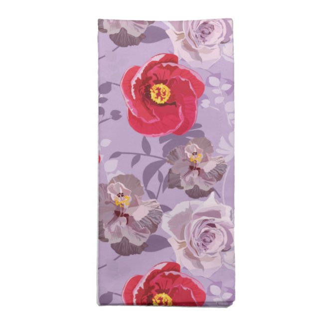 Red, purple Floral Napkin (Folded)