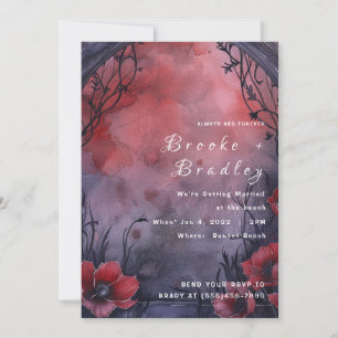 Red & Purple Gothic Floral Wedding Invitation