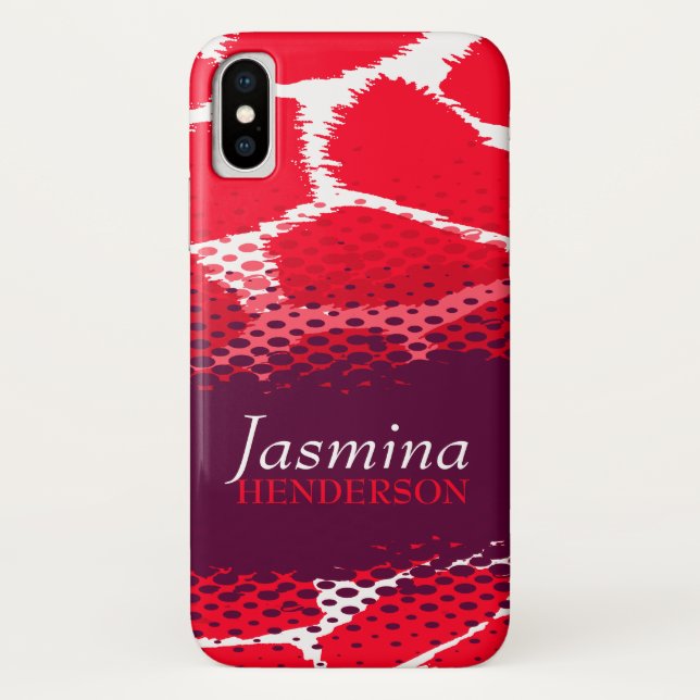 Red purple graphic animal print iphone case (Back)