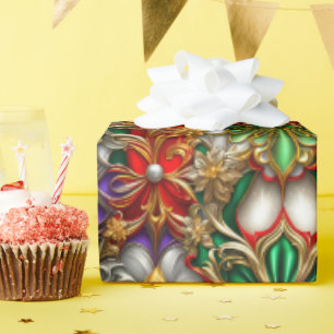 ~ Red, Purple, Green and Gold ~  Wrapping Paper
