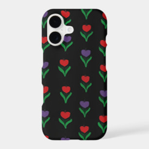 Red, Purple & Green Floral Black iPhone 17 Case