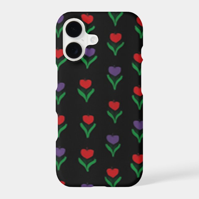 Red, Purple & Green Floral Black  Case-Mate iPhone Case (Back)