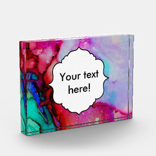 Red purple green ink acrylic award