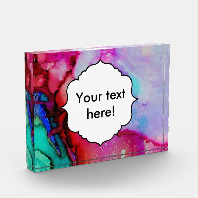 Red purple green ink acrylic award (Left)