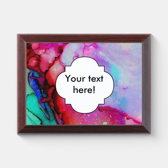 Red purple green ink award plaque (Horizontal)