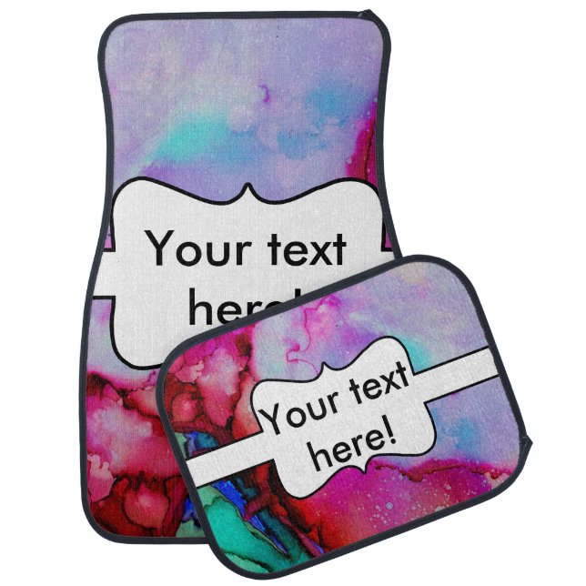 Red purple green ink car floor mat (Set)