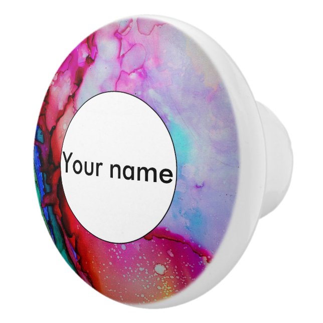 Red purple green ink ceramic knob (Right)