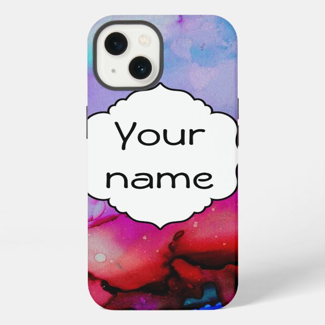 Red purple green ink iphone case (Back)