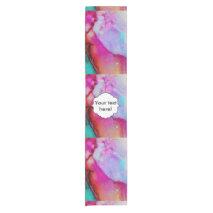 Red purple green ink short table runner