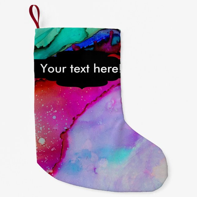 Red purple green ink small christmas stocking (Front)
