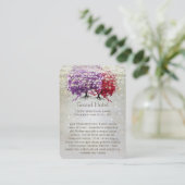 Red Purple Heart Leaf Tree Wedding Info Cards (Standing Front)