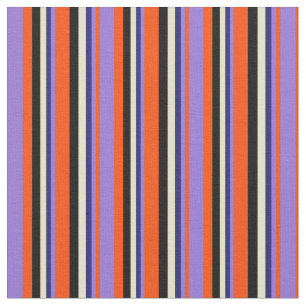 Red, Purple, Midnight Blue, Pale Goldenrod & Black Fabric
