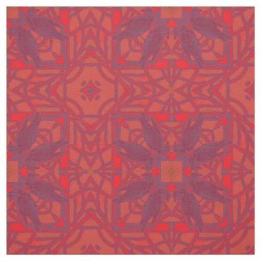 Red Purple Murder Of Crows Kaleidoscope Fabric