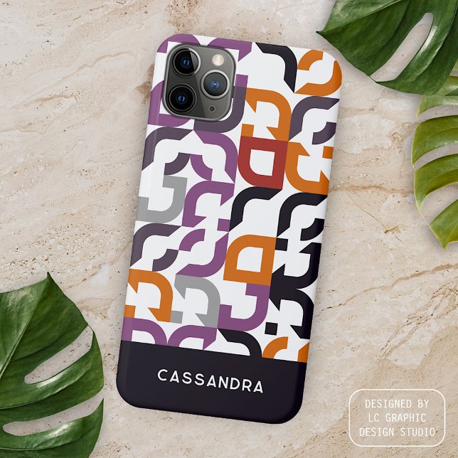 Red Purple Orange Black Midcentury Art Pattern Case-Mate iPhone Case (Creator Uploaded)