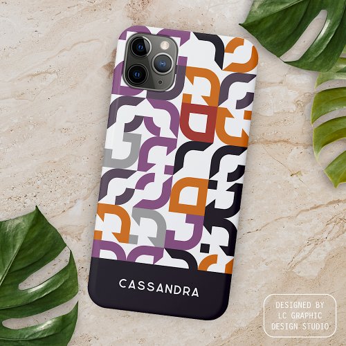 Red Purple Orange Black Midcentury Art Pattern iPhone 15 Pro Max Case