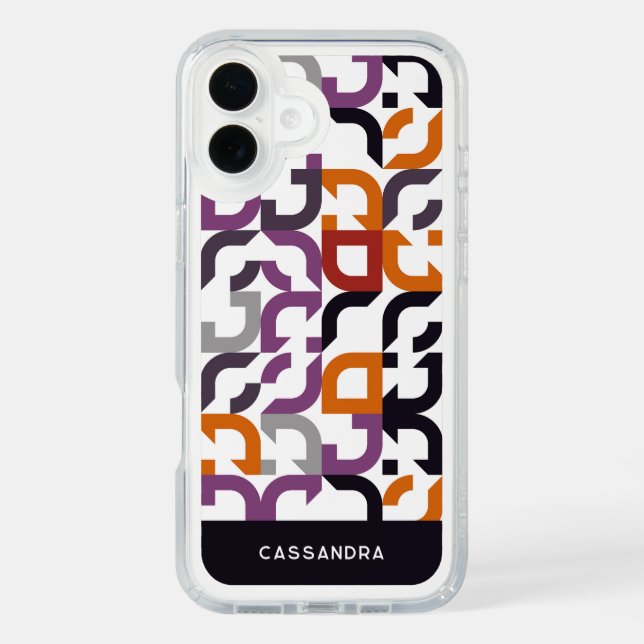 Red Purple Orange Black Midcentury Art Pattern Speck iPhone Case (Front)