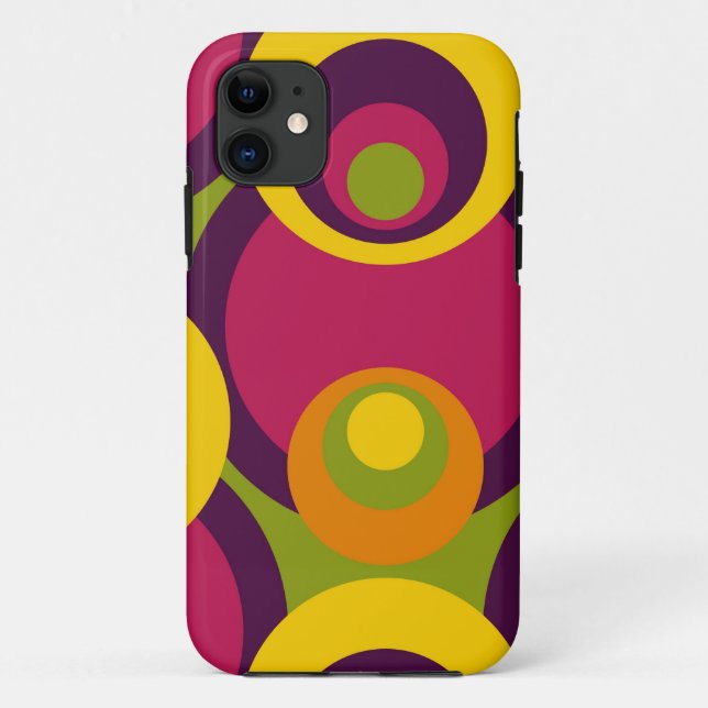 Red Purple Orange Yellow Retro Circles Pattern Case-Mate iPhone Case (Back)