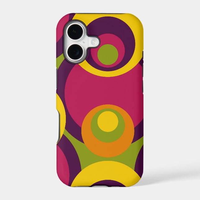 Red Purple Orange Yellow Retro Circles Pattern Iphone Case (Back)