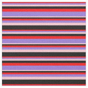 Red, Purple, Pink & Black Stripes Pattern Fabric