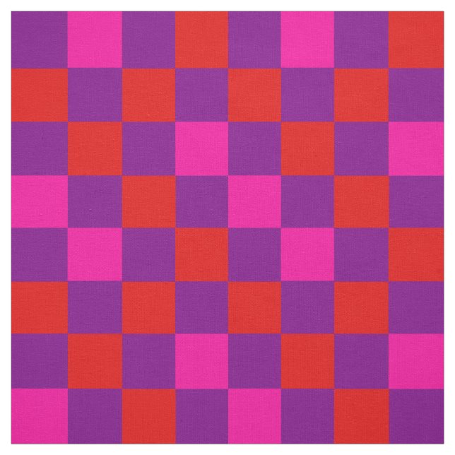 Red Purple Pink Checkered Pattern Design  Fabric (Swatch)