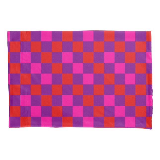Red Purple Pink Checkered Pattern Design  Pillow Case (Front)