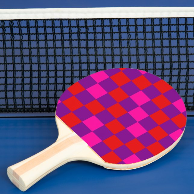 Red Purple Pink Checkered Pattern Design  Ping Pong Paddle (Insitu)
