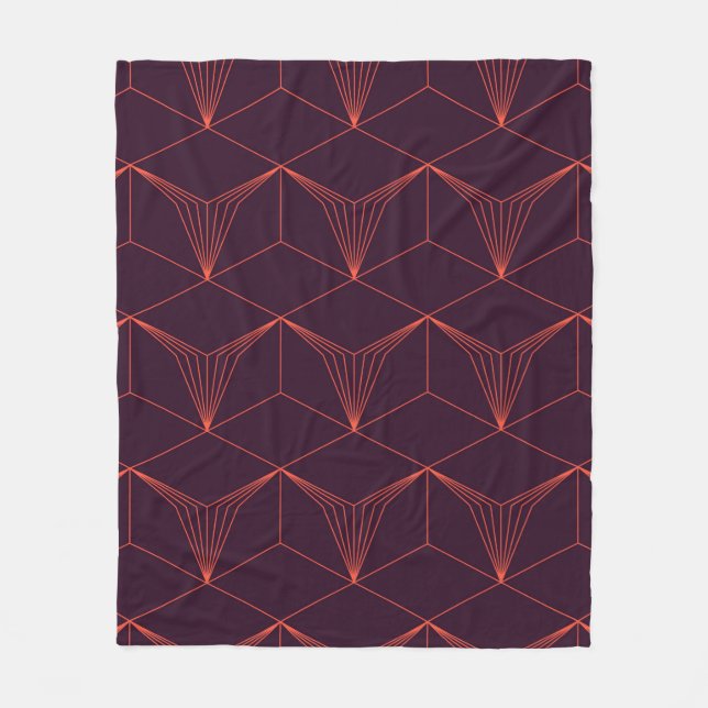 Red-purple, simple, elegant, luxurious graphic fleece blanket (Front)