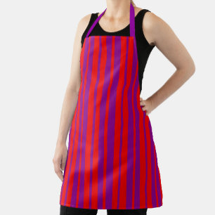 Red Purple Stylish Stripes Pattern Design Apron
