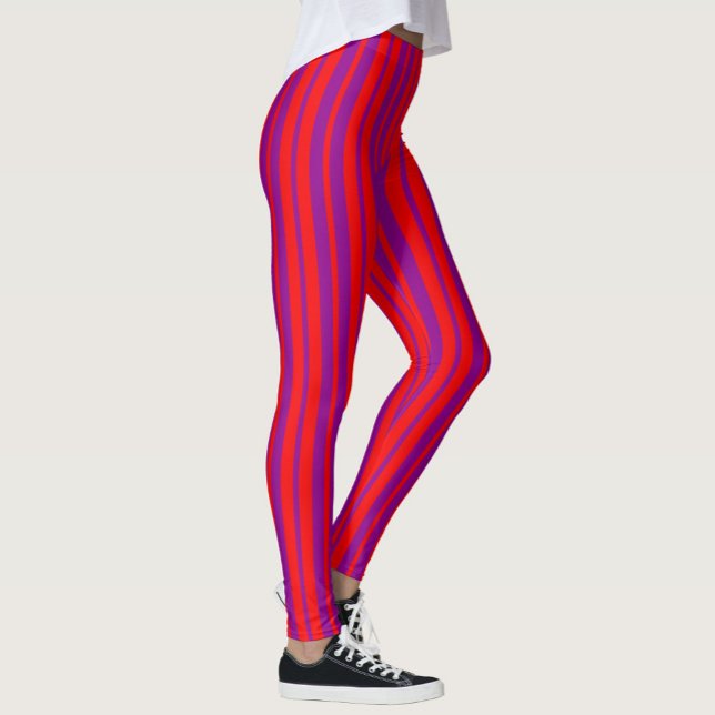Red Purple Stylish Stripes Pattern Design  Leggings (Creator Uploaded)