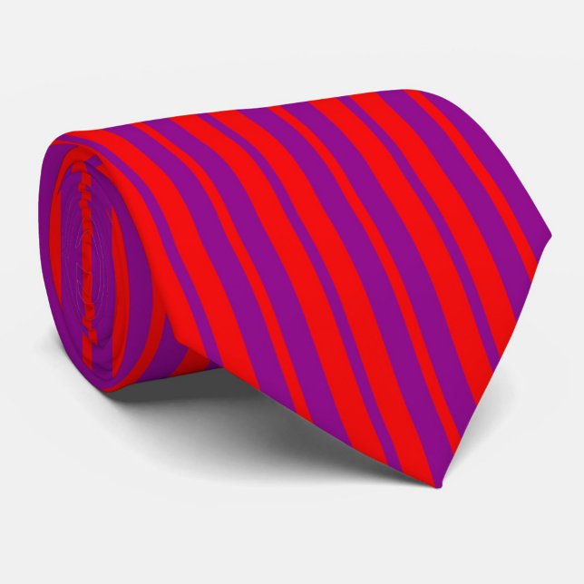 Red Purple Stylish Stripes Pattern Design  Neck Tie (Creator Uploaded)