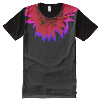 Red Purple Sunflower accent All-Over-Print Shirt