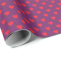Red Purple Tiny Hearts Patterned Wrapping Paper