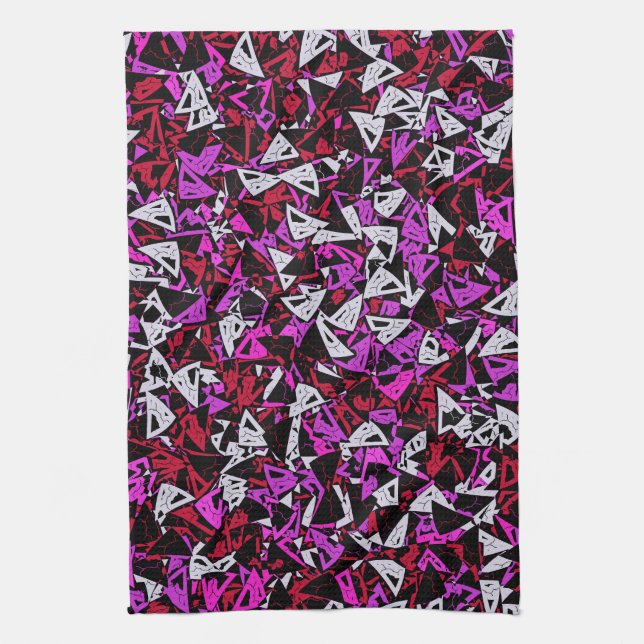 Red Purple Triangle Pattern Kitchen Towel (Vertical)