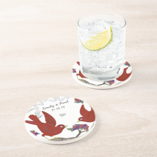 Red & Purple Vintage Love Birds Coasters