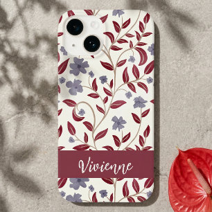 Red Purple Watercolor Wildflower Name Case-Mate iPhone 14 Case