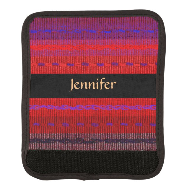 Red Purple Woven Abstract Luggage Handle Wrap