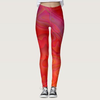 Red  Purple  Yellow Abstract Swirls Leggings by artinphotography at Zazzle